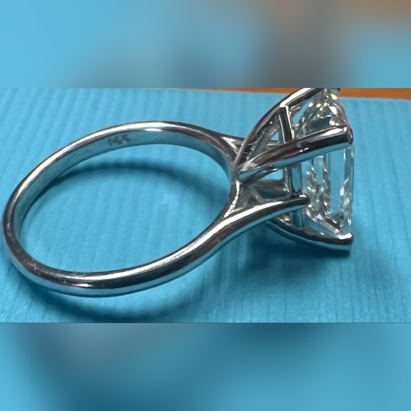 3.46 Lab grown diamond emerald cut 14k white gold engagement ring - Picture 8 of 11